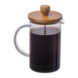 Üveg kávé- vagy teafőző bambusz tetővel, 600 ml