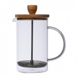 Üveg kávé- vagy teafőző bambusz tetővel, 600 ml